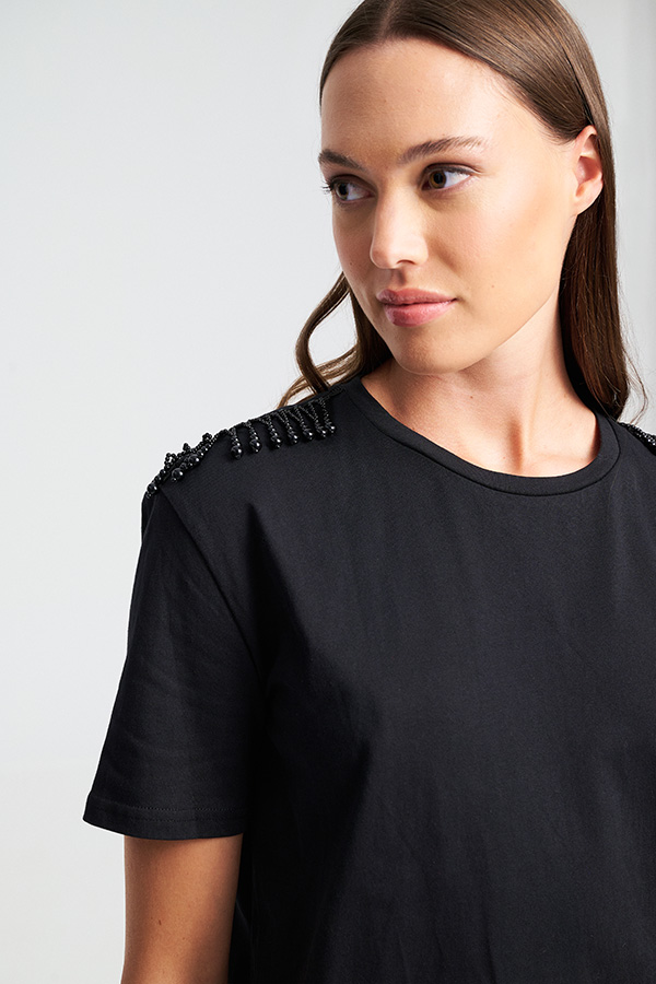 FUNKY BUDDHA ΓΥΝΑΙΚΕΊΑ ΜΠΛΟΎΖΑ ΜΕ ΜΑΚΡΎ ΜΑΝΊΚΙ | BLACK