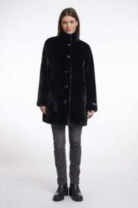 RINO & PELLE NONNA SINGLE BREASTED ECO-FUR JACKET | BLACK