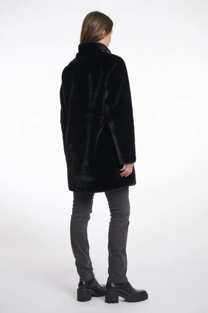 RINO & PELLE NONNA SINGLE BREASTED ECO-FUR JACKET | BLACK