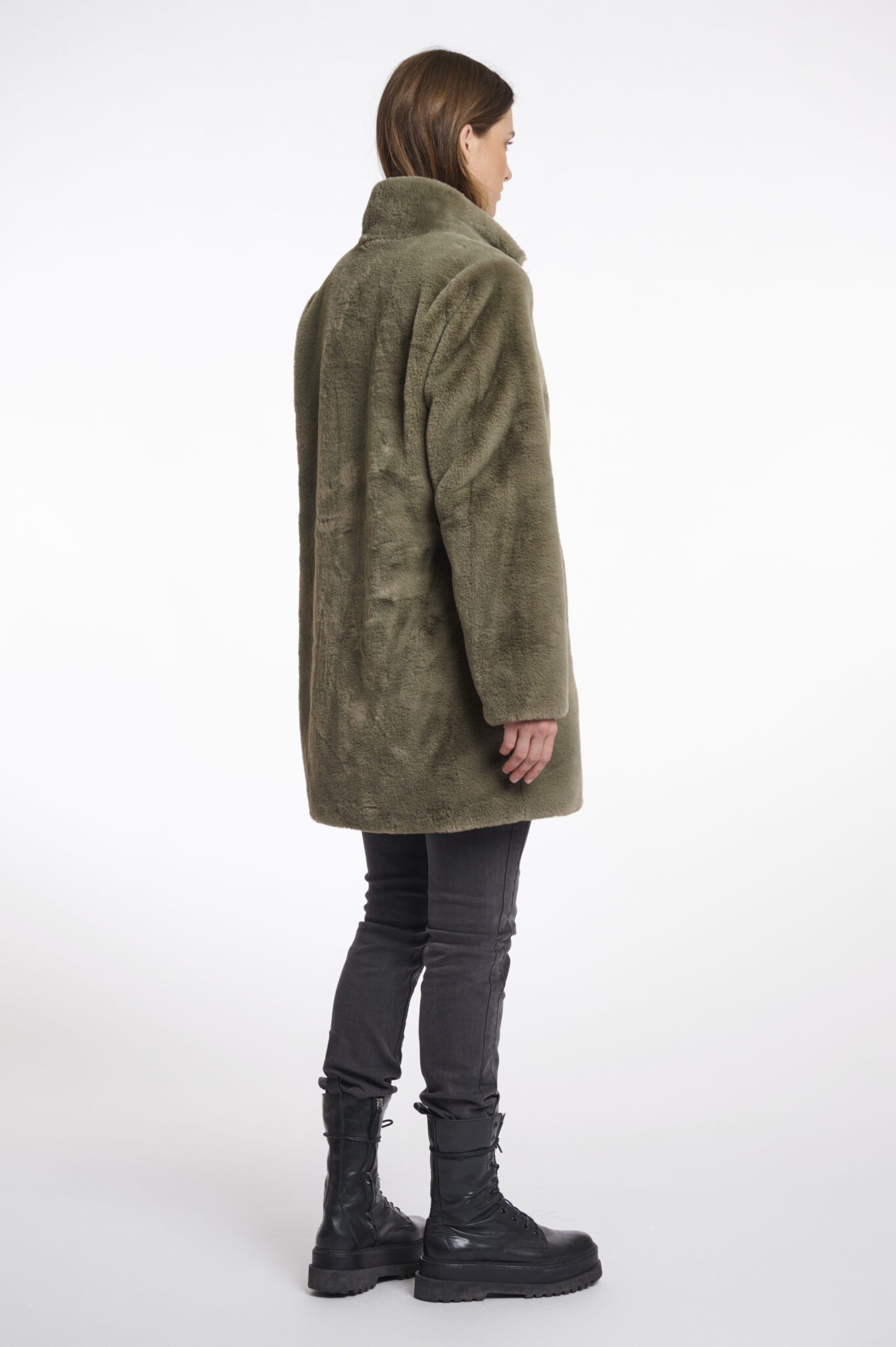 RINO & PELLE NONNA SINGLE BREASTED ECO-FUR JACKET | OLIVE RINO & PELLE NONNA SINGLE BREASTED ECO-FUR JACKET | OLIVE