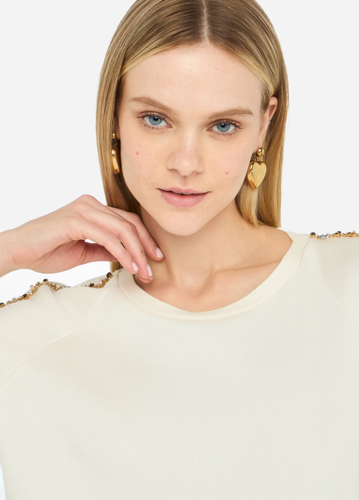 LIU JO ΠΛΕΧΤΟ FELPA CHIUSA  TF5114FS321 | OFF WHITE LIU JO ΠΛΕΧΤΟ FELPA CHIUSA  TF5114FS321 | OFF WHITE