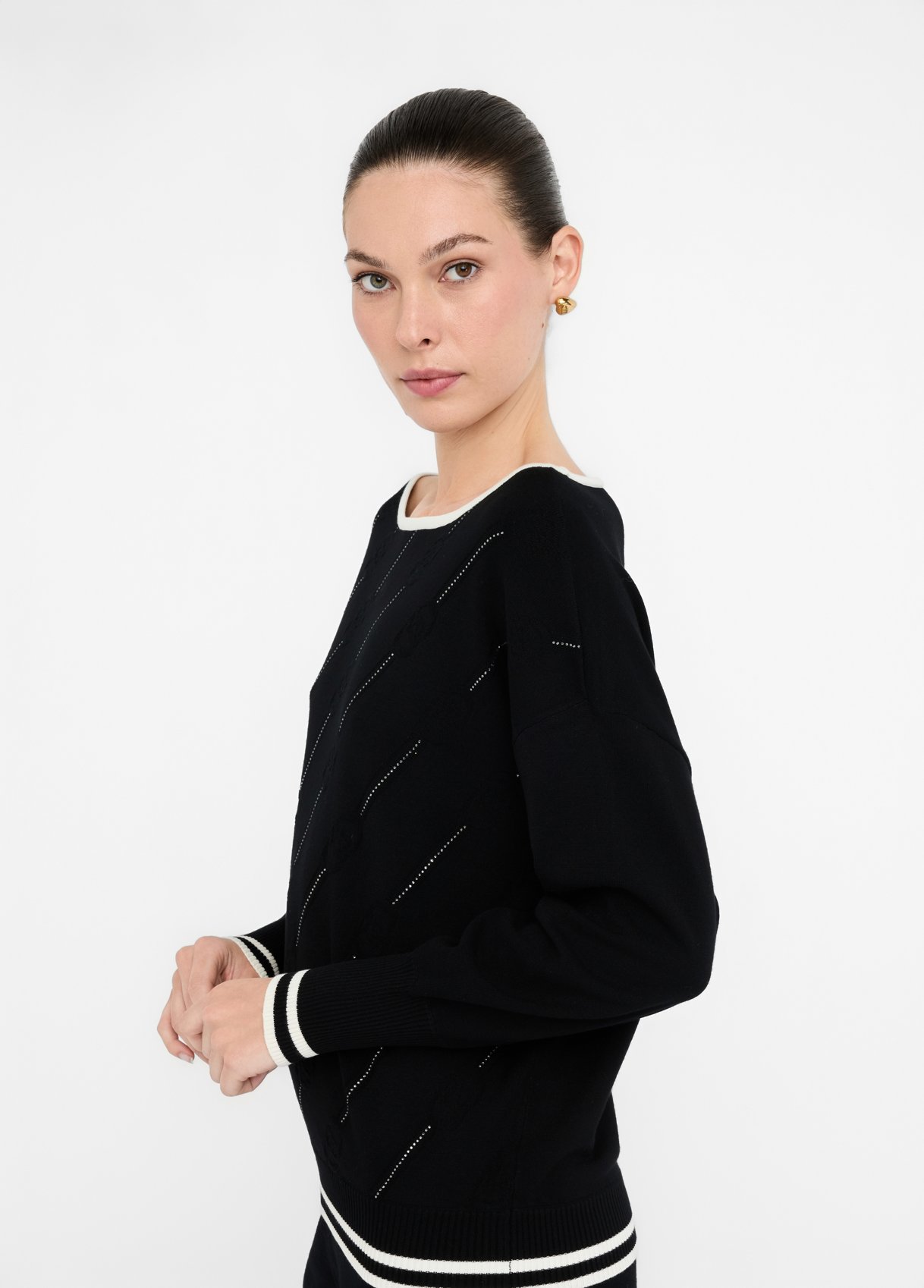 LIU JO MAGLIA CHIUSA M/L TF5206MS63L | BLACK&WHITE LIU JO MAGLIA CHIUSA M/L TF5206MS63L | BLACK&WHITE