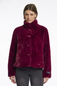 RINO & PELLE SINGLE BREASTED ECO-FUR JACKET | BORDEAUX