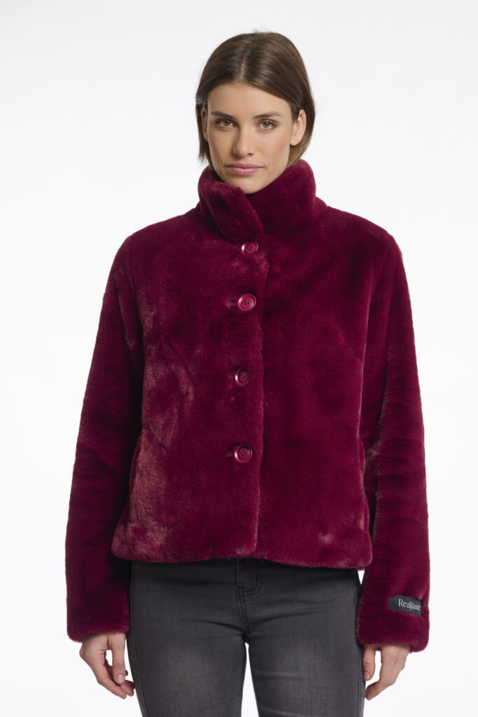 RINO & PELLE SINGLE BREASTED ECO-FUR JACKET | BORDEAUX