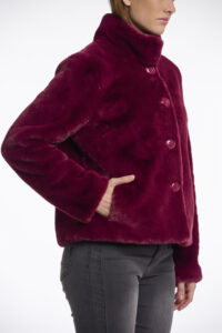 RINO & PELLE SINGLE BREASTED ECO-FUR JACKET | BORDEAUX
