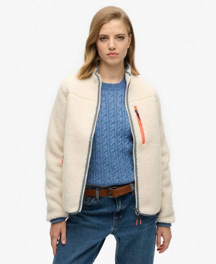 SUPERDRY OUTDOOR FULL ZIP FLEECE ΦΟΥΤΕΡ ΓΥΝΑΙΚΕΙΟ | OFF WHITE