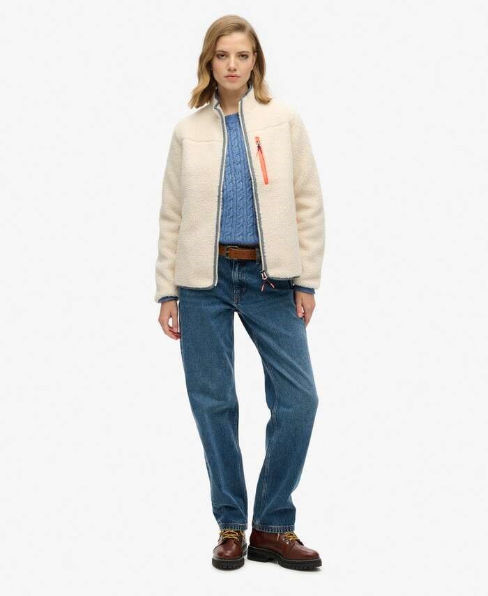 SUPERDRY OUTDOOR FULL ZIP FLEECE ΦΟΥΤΕΡ ΓΥΝΑΙΚΕΙΟ | OFF WHITE