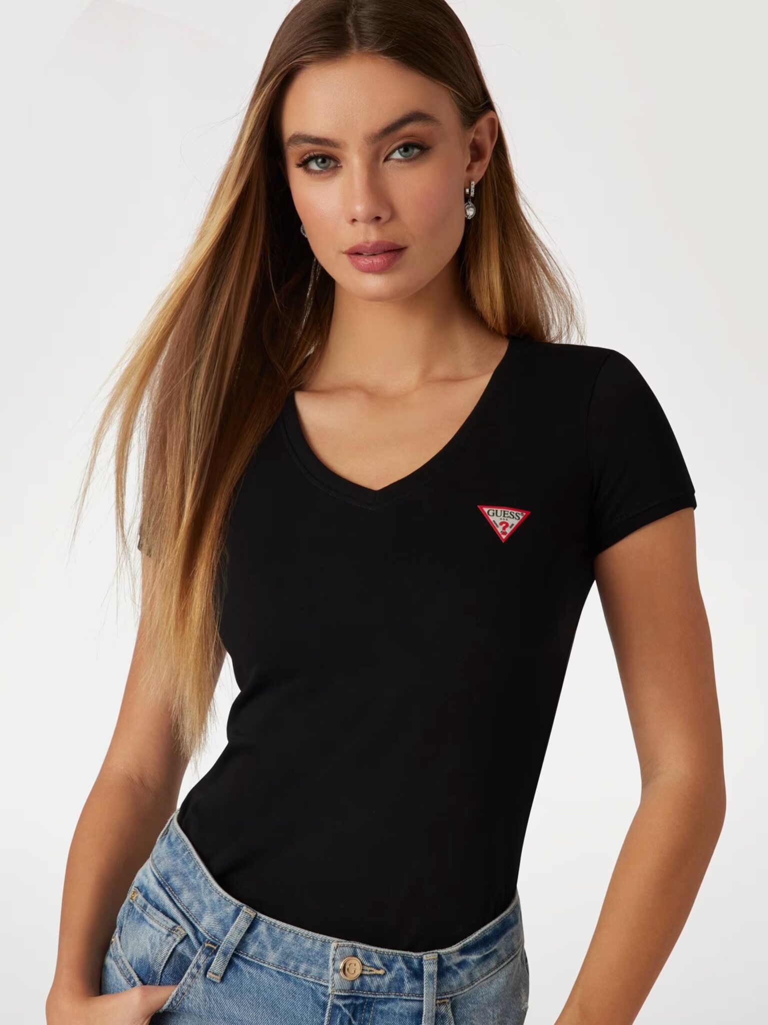 GUESS MINI TRIANGLE TEE W2YI45J1314-71 | BLACK GUESS MINI TRIANGLE TEE W2YI45J1314-71 | BLACK