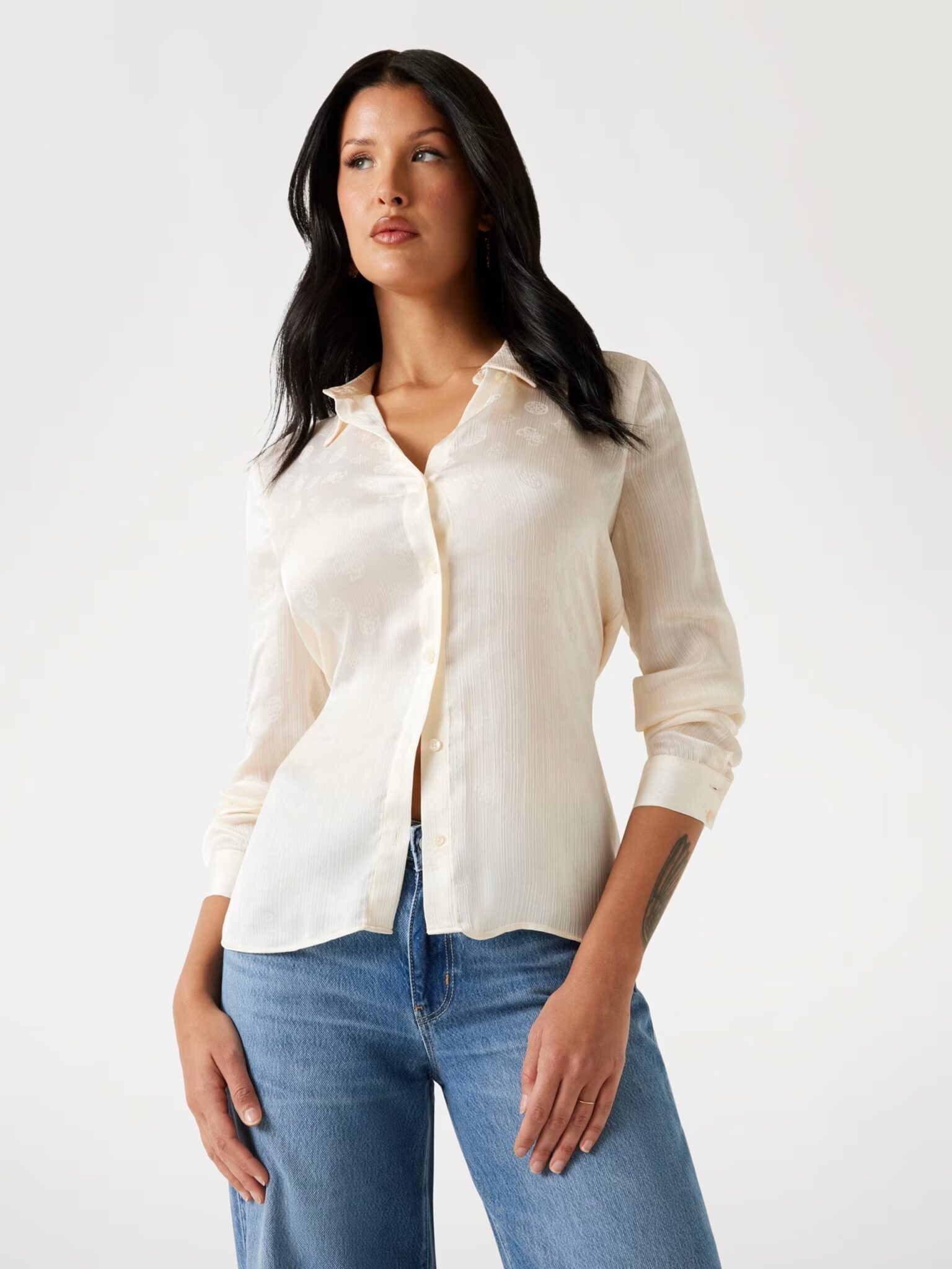 GUESS BUTTON FRONT BELLA TOP W5YR30Z37G0 | SAND