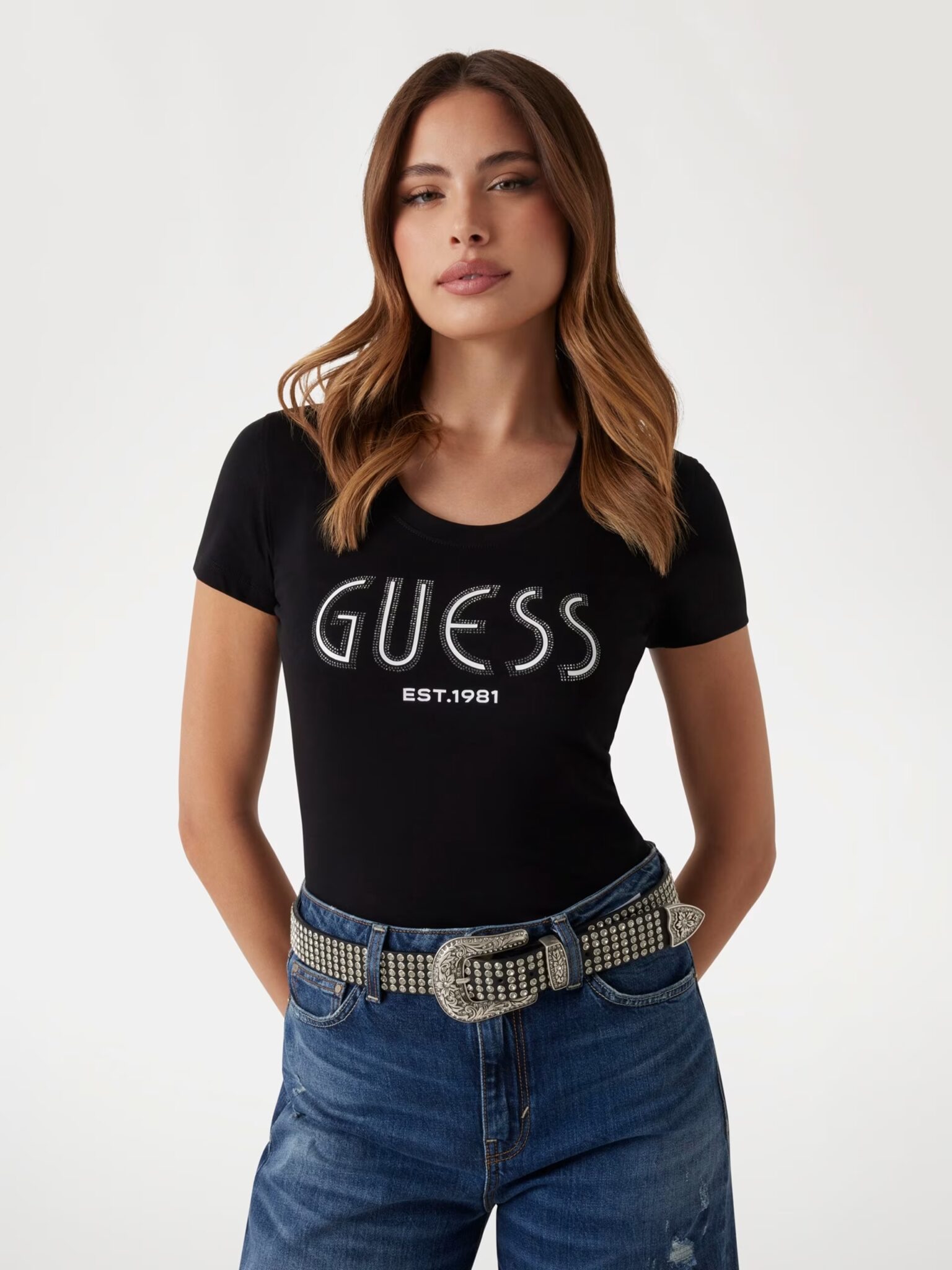 GUESS BUTTON FRONT BELLA TOP W5YR30Z37G0 | SAND