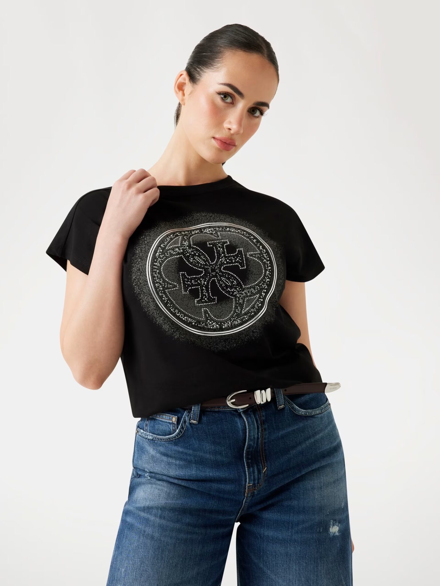 GUESS BUTTON FRONT BELLA TOP W5YR30Z37G0 | SAND