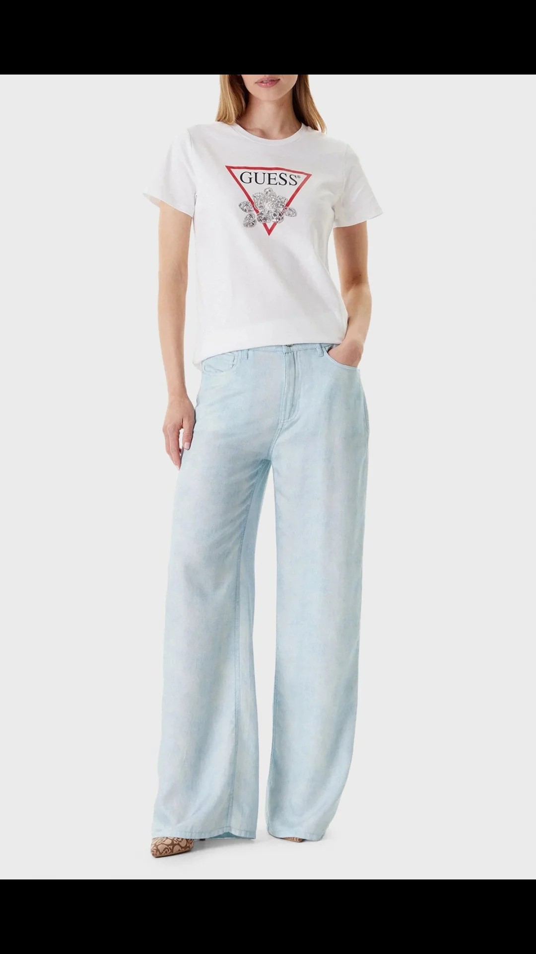 GUESS BUTTON FRONT BELLA TOP W5YR30Z37G0 | SAND