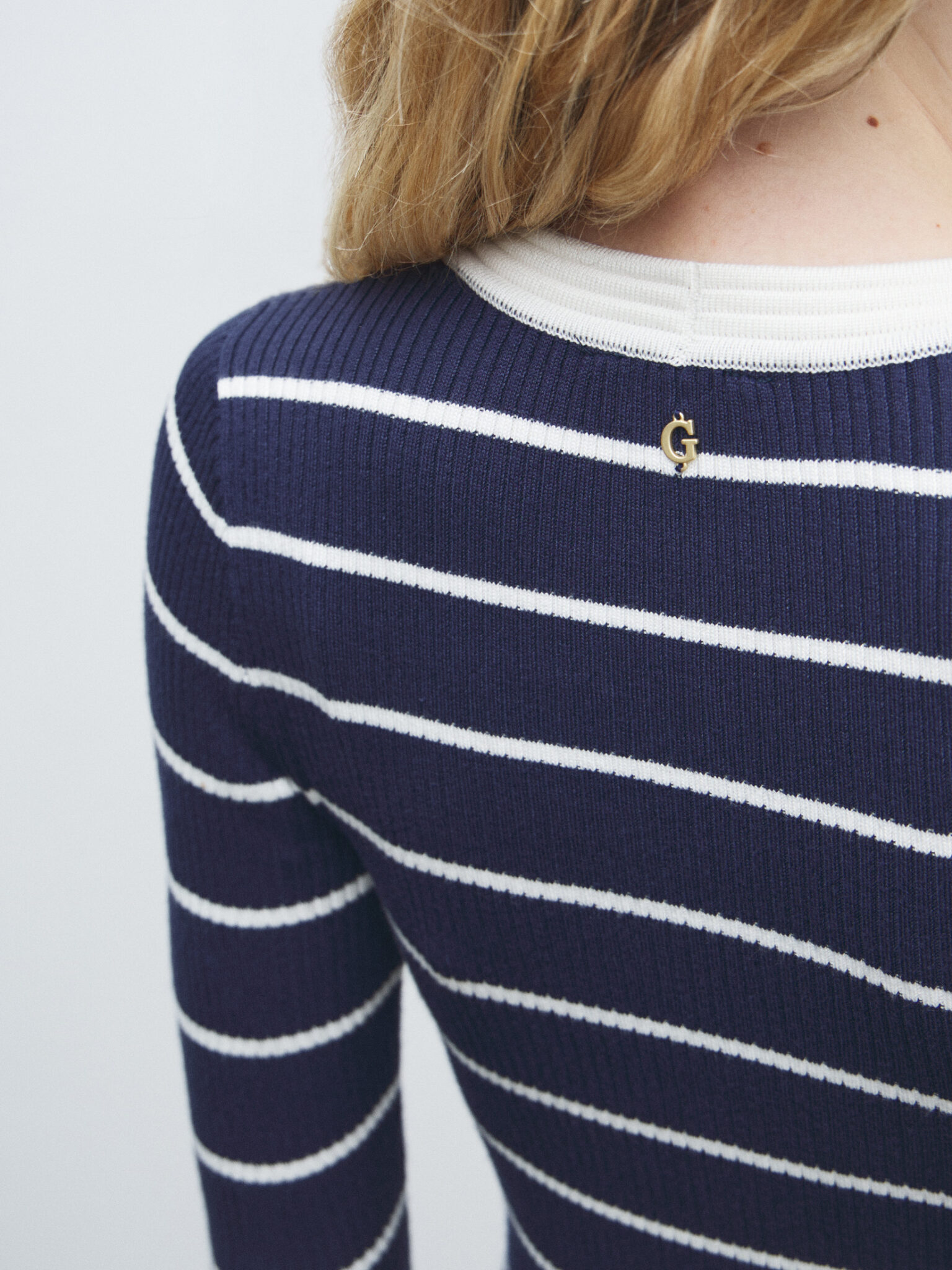 GUESS STRIPED ANDREA MIDI DRS W5YK98Z2YK2 | DARK BLUE GUESS STRIPED ANDREA MIDI DRS W5YK98Z2YK2 | DARK BLUE