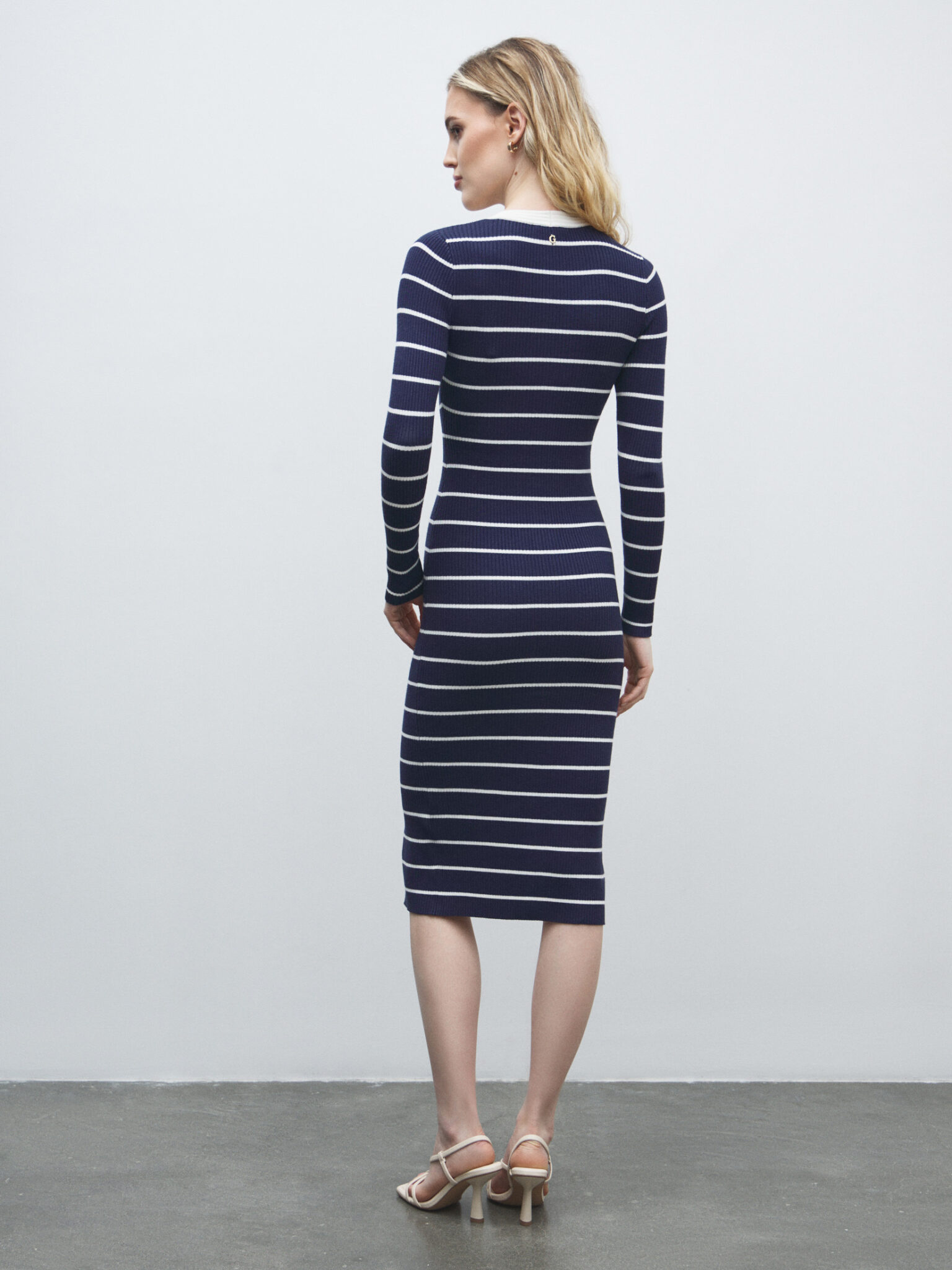 GUESS STRIPED ANDREA MIDI DRS W5YK98Z2YK2 | DARK BLUE GUESS STRIPED ANDREA MIDI DRS W5YK98Z2YK2 | DARK BLUE
