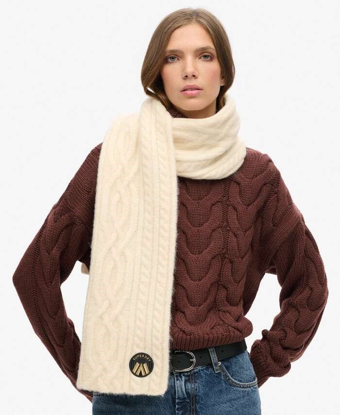 SUPERDRY CABLE LUXE KNIT SCARF ΑΞΕΣΟΥΑΡ ΓΥΝΑΙΚΕΙΟ | OFF WHITE SUPERDRY CABLE LUXE KNIT SCARF ΑΞΕΣΟΥΑΡ ΓΥΝΑΙΚΕΙΟ | OFF WHITE