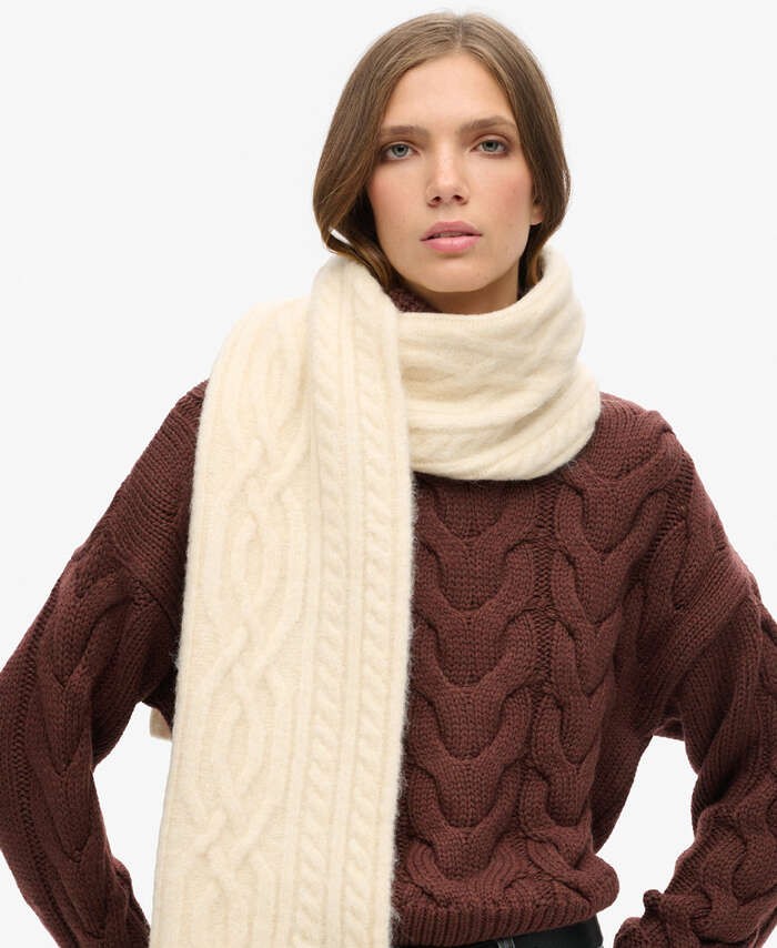 SUPERDRY CABLE LUXE KNIT SCARF ΑΞΕΣΟΥΑΡ ΓΥΝΑΙΚΕΙΟ | OFF WHITE SUPERDRY CABLE LUXE KNIT SCARF ΑΞΕΣΟΥΑΡ ΓΥΝΑΙΚΕΙΟ | OFF WHITE