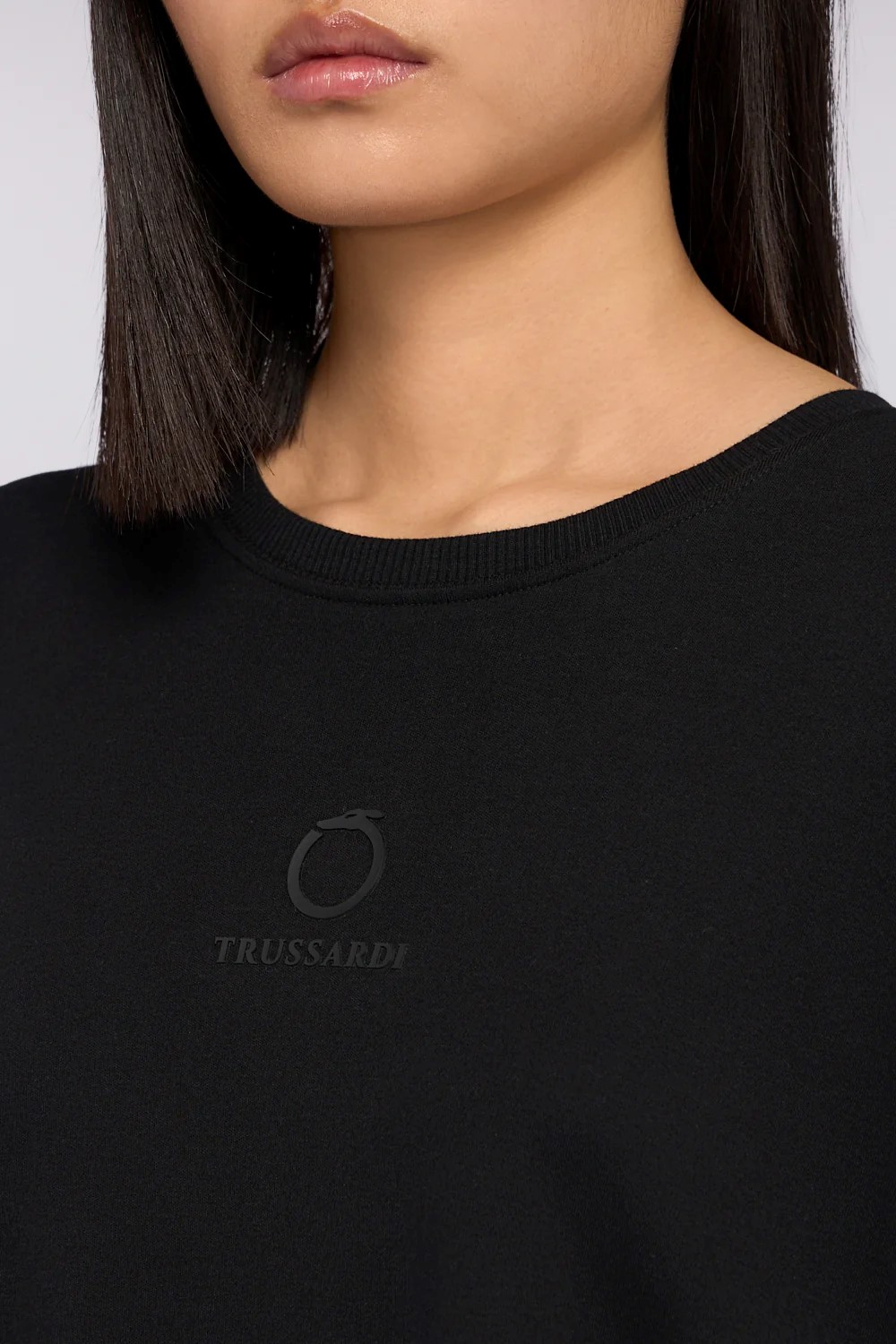 TRUSSARDI T-SHIRT OVER CON WTS07J12 | BLACK TRUSSARDI T-SHIRT OVER CON WTS07J12 | BLACK