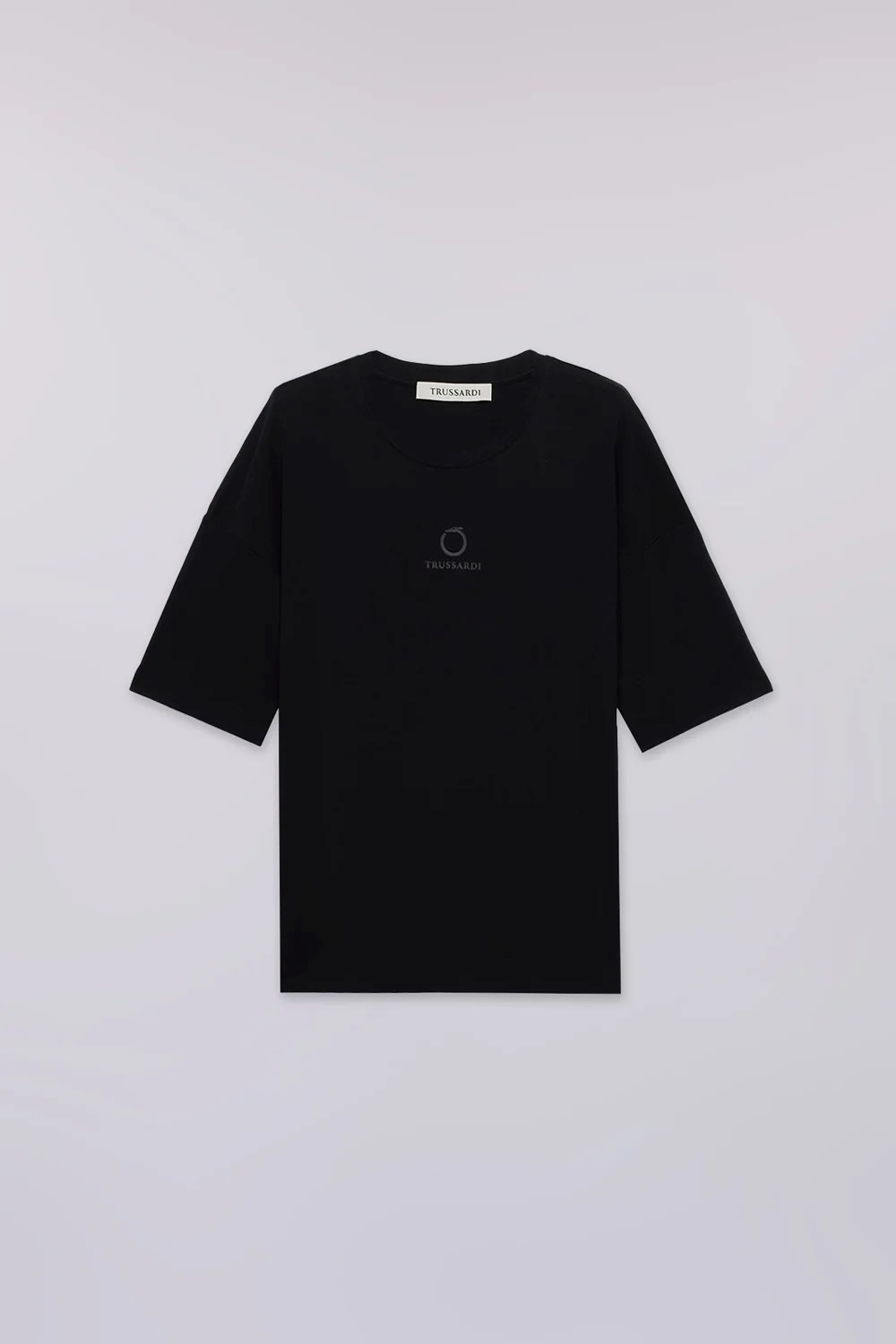 TRUSSARDI T-SHIRT OVER CON WTS07J12 | BLACK TRUSSARDI T-SHIRT OVER CON WTS07J12 | BLACK