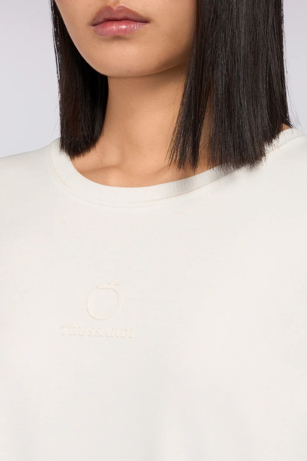 TRUSSARDI T-SHIRT OVER CON WTS07J12 | OFF WHITE TRUSSARDI T-SHIRT OVER CON WTS07J12 | OFF WHITE