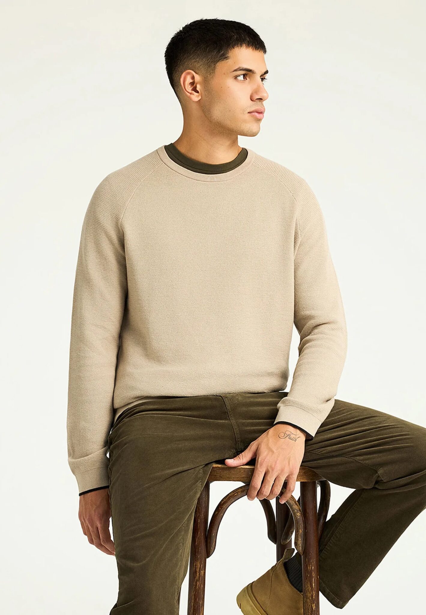 FUNKY BUDDHA ΑΝΔΡΙΚΌ ΠΛΕΚΤΌ ΜΕ ΛΑΙΜΌΚΟΨΗ | BEIGE