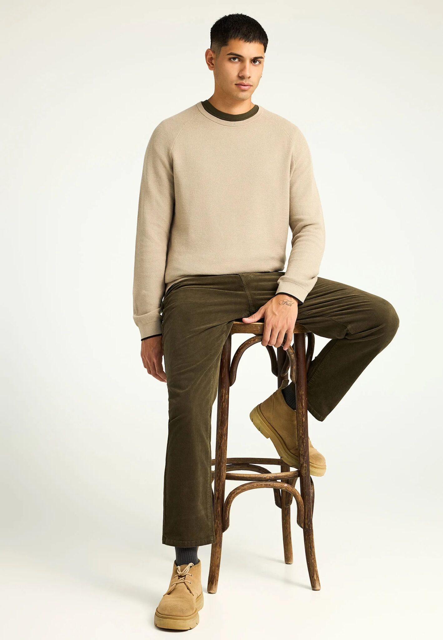 FUNKY BUDDHA ΑΝΔΡΙΚΌ ΠΛΕΚΤΌ ΜΕ ΛΑΙΜΌΚΟΨΗ | BEIGE