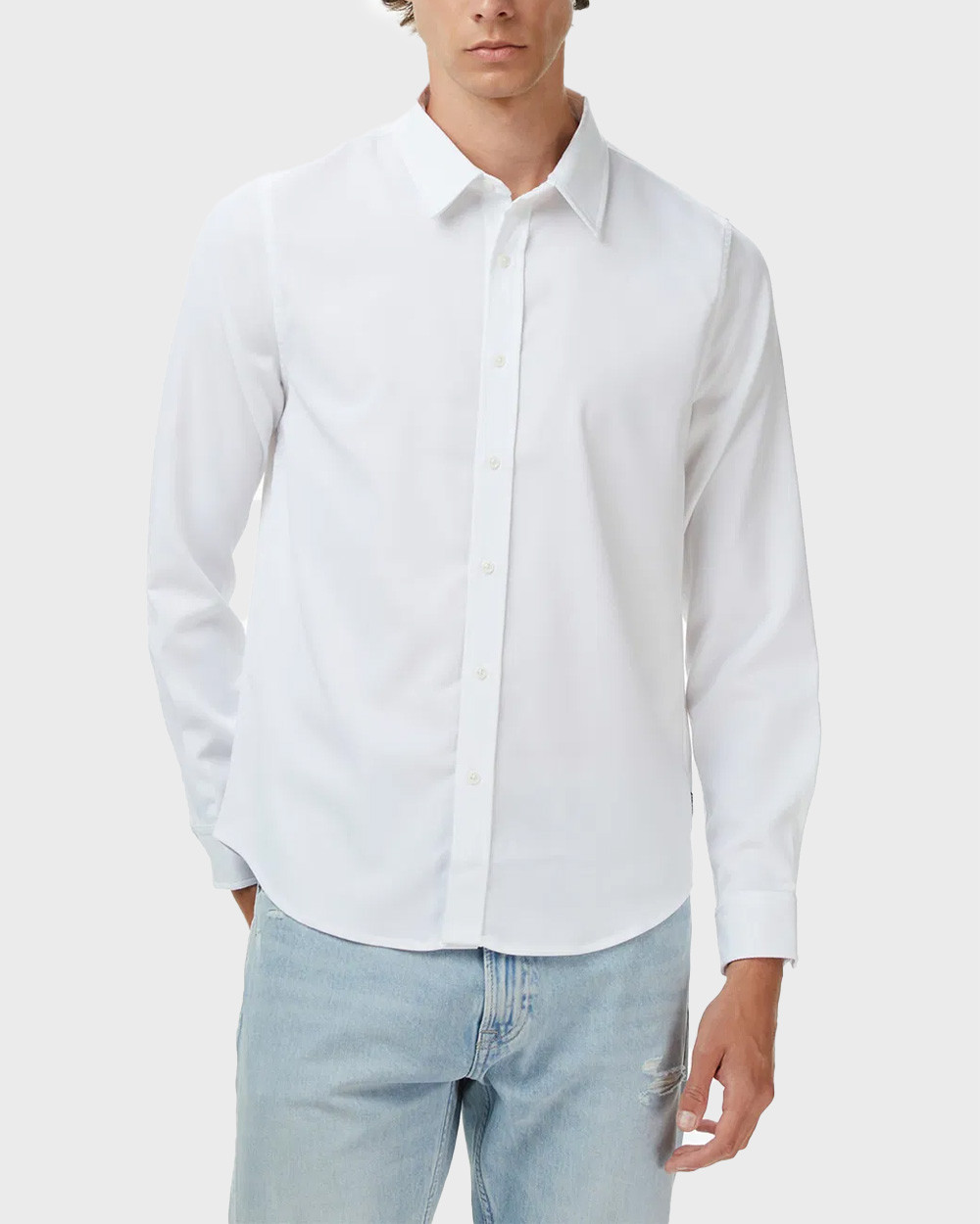 GUESS GRIFFIN LUXE TWILL LS SHIRT ΠΟΥΚΑΜΙΣΟ ΑΝΔΡΙΚΟ | WHITE