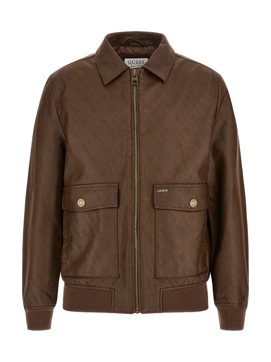 GUESS MONOGRAM AVIATOR JACKET ΜΠΟΥΦΑΝ ΑΝΔΡΙΚΟ | BROWN GUESS MONOGRAM AVIATOR JACKET ΜΠΟΥΦΑΝ ΑΝΔΡΙΚΟ | BROWN
