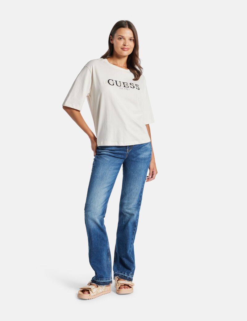 GUESS ATHLEISURE CARMEN BOXY T-SHIRT ΜΠΛΟΥΖΑ ΓΥΝΑΙΚΕΙΟ | WHITE GUESS ATHLEISURE CARMEN BOXY T-SHIRT ΜΠΛΟΥΖΑ ΓΥΝΑΙΚΕΙΟ | WHITE