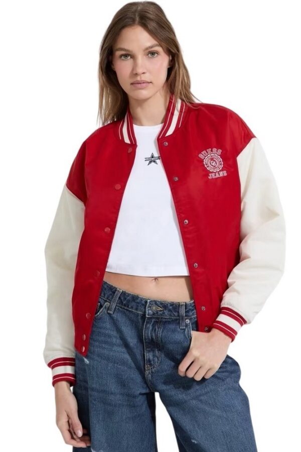 GUESS JEANS VARSITY WITH EMBROIDERY ΜΠΟΥΦΑΝ ΓΥΝΑΙΚΕΙΟ | RED GUESS JEANS VARSITY WITH EMBROIDERY ΜΠΟΥΦΑΝ ΓΥΝΑΙΚΕΙΟ | RED