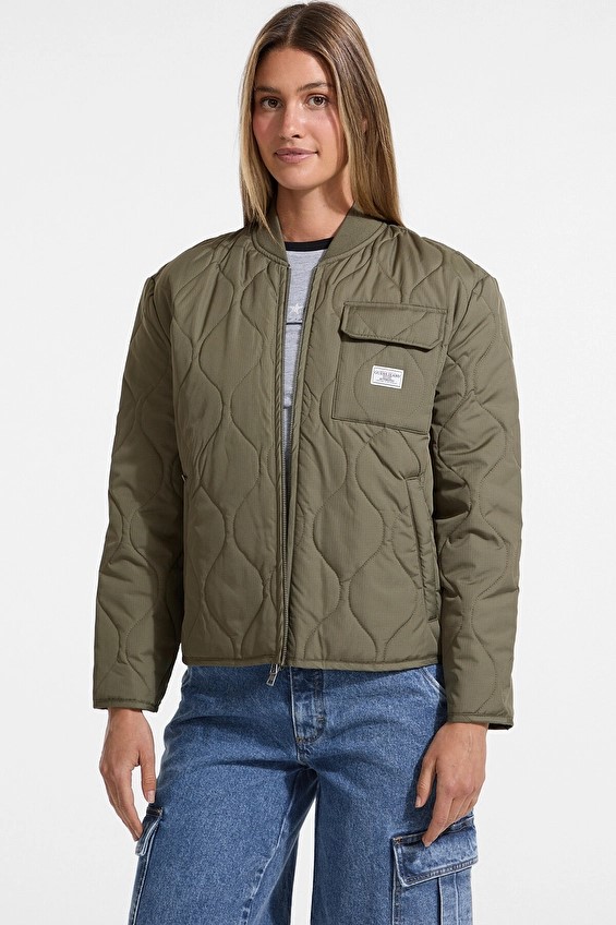 GUESS JEANS ZIPPED INTARSIA SWTR ΠΛΕΚΤΟ ΓΥΝΑΙΚΕΙΟ | GREY