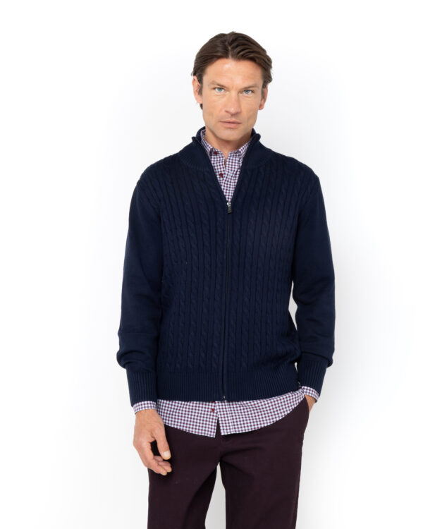 THE BOSTONIANS ΠΛΕΚΤΟ CABLE REGULAR FIT | DARK BLUE THE BOSTONIANS ΠΛΕΚΤΟ CABLE REGULAR FIT | DARK BLUE