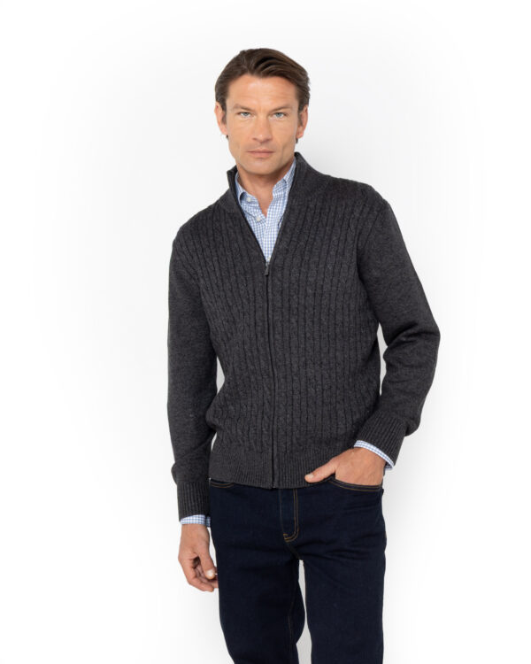 THE BOSTONIANS ΠΛΕΚΤΟ CABLE REGULAR FIT | DARK GREY THE BOSTONIANS ΠΛΕΚΤΟ CABLE REGULAR FIT | DARK GREY