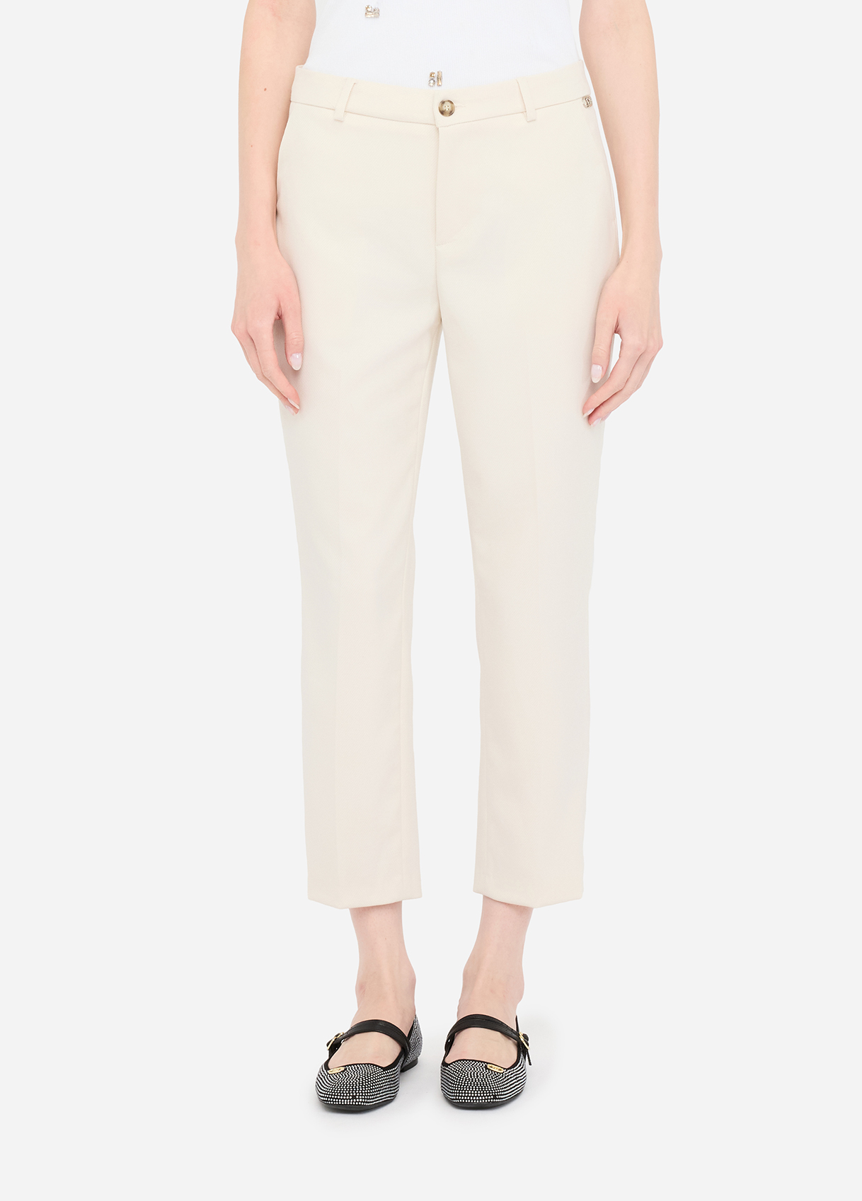 LIU JO ΠΛΕΚΤΟ MAGLIA CHIUSA M/L  MF5452MA37R | WHITE