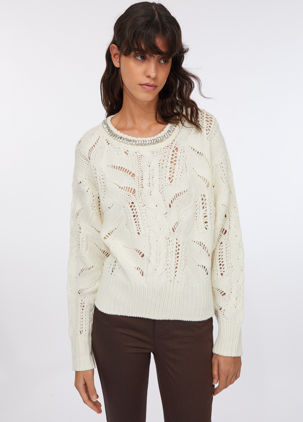 LIU JO ΠΛΕΚΤΟ MAGLIA CHIUSA M/L  MF5452MA37R | WHITE