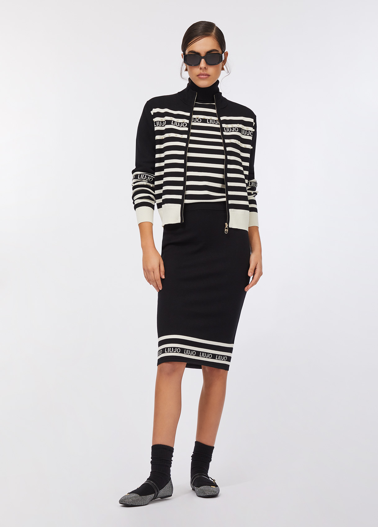 LIU JO MAGLIA CHIUSA M/L TF5214MS63L | BLACK&WHITE LIU JO MAGLIA CHIUSA M/L TF5214MS63L | BLACK&WHITE
