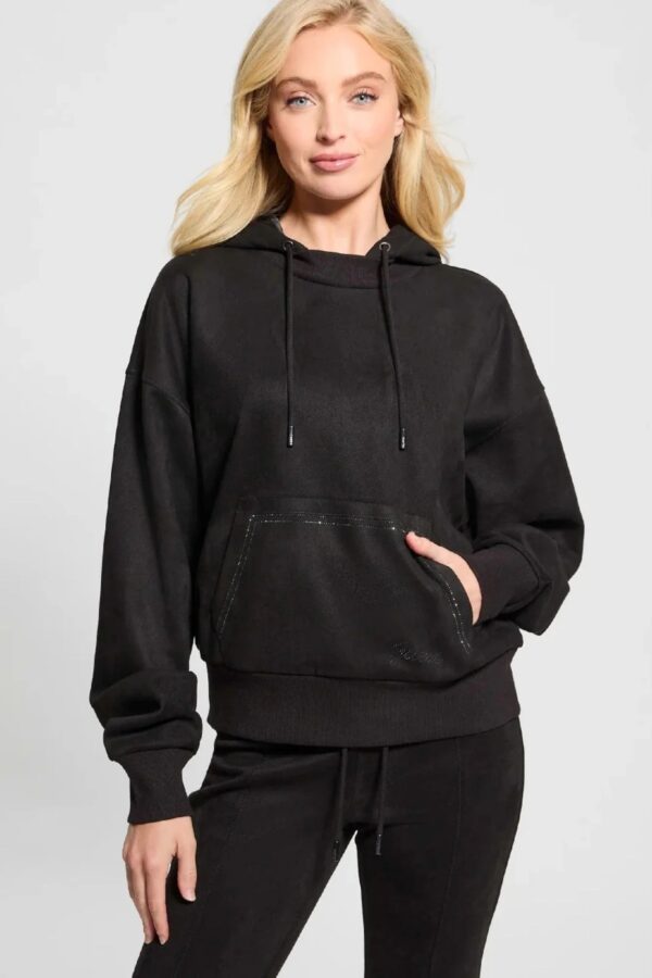GUESS HOODED SCUBA SWEATSHIRT W4BQ09KAUJ2 | BLACK GUESS HOODED SCUBA SWEATSHIRT W4BQ09KAUJ2 | BLACK