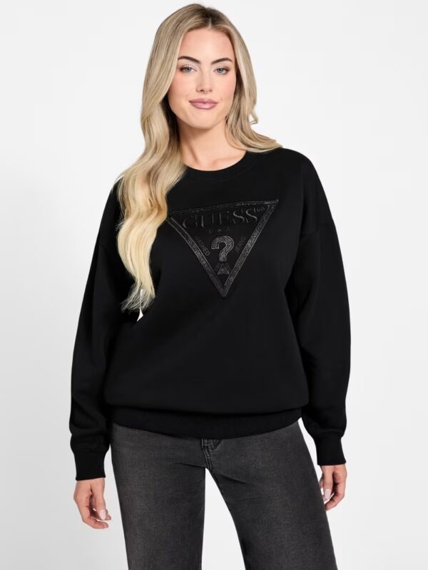 GUESS TRIANGLE GLITTER SWEATSHIRT W5BQ11KC8I1 | BLACK GUESS TRIANGLE GLITTER SWEATSHIRT W5BQ11KC8I1 | BLACK