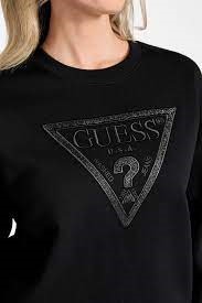 GUESS TRIANGLE GLITTER SWEATSHIRT W5BQ11KC8I1 | BLACK GUESS TRIANGLE GLITTER SWEATSHIRT W5BQ11KC8I1 | BLACK
