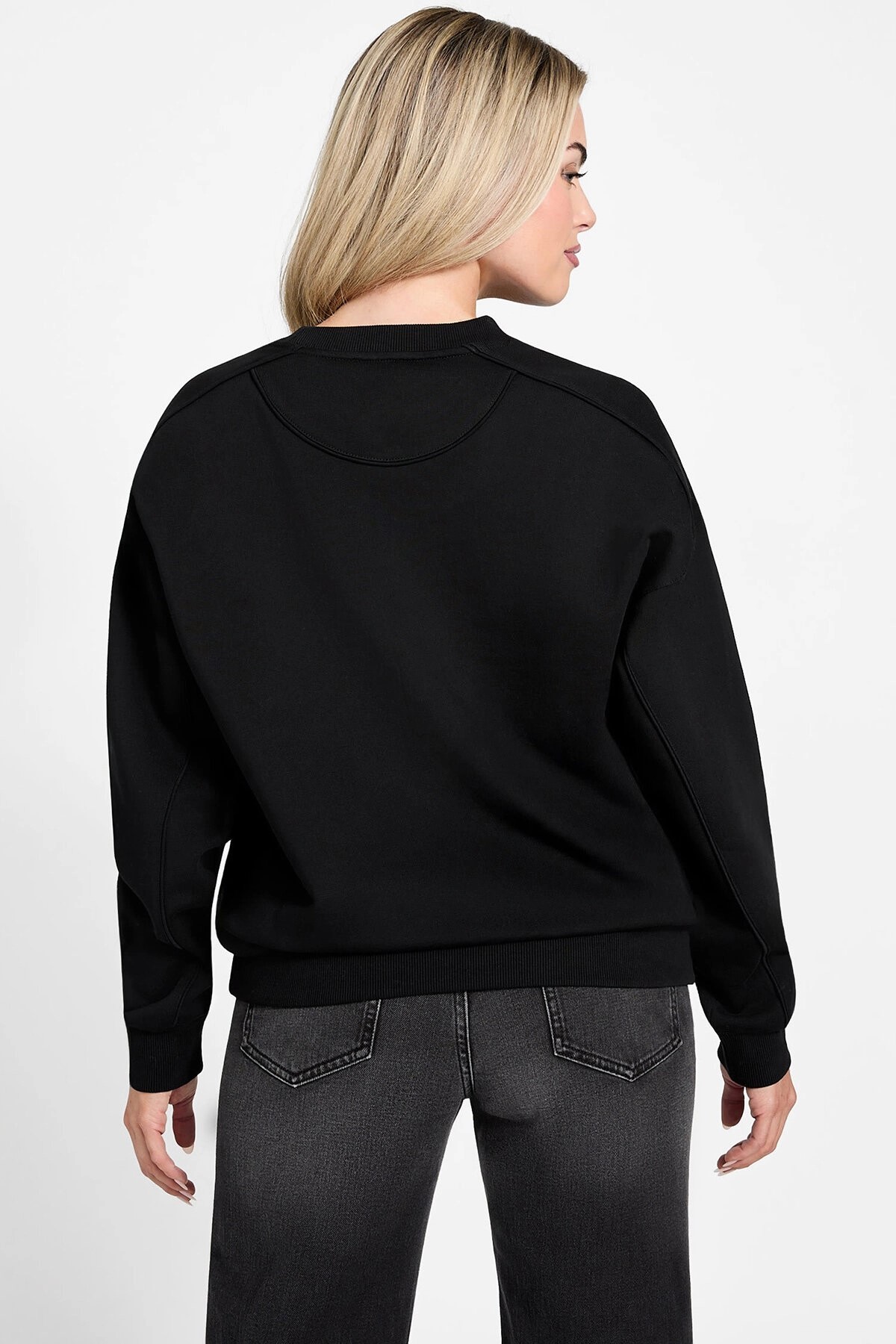 GUESS TRIANGLE GLITTER SWEATSHIRT W5BQ11KC8I1 | BLACK GUESS TRIANGLE GLITTER SWEATSHIRT W5BQ11KC8I1 | BLACK