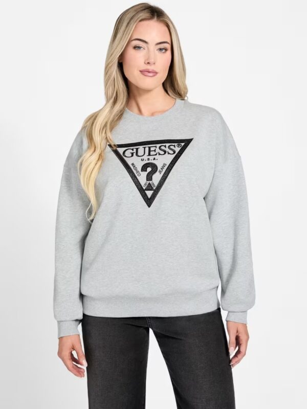 GUESS TRIANGLE GLITTER SWEATSHIRT W5BQ11KC8I1 | LIGHT GREY GUESS TRIANGLE GLITTER SWEATSHIRT W5BQ11KC8I1 | LIGHT GREY