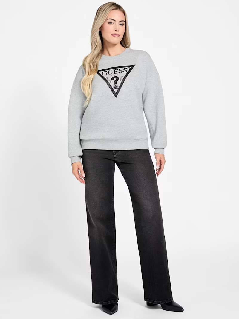 GUESS TRIANGLE GLITTER SWEATSHIRT W5BQ11KC8I1 | LIGHT GREY GUESS TRIANGLE GLITTER SWEATSHIRT W5BQ11KC8I1 | LIGHT GREY