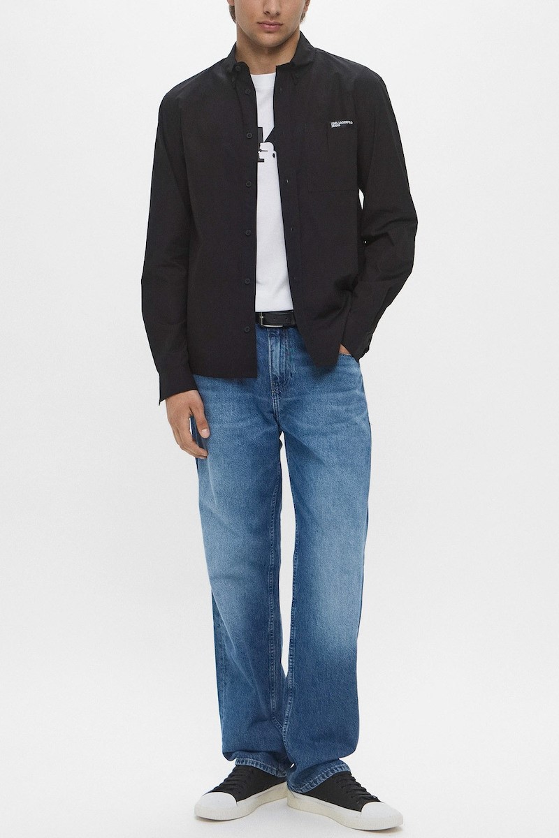 KLJ POPLIN SHIRT A3M16005-72 | BLACK KLJ POPLIN SHIRT A3M16005-72 | BLACK