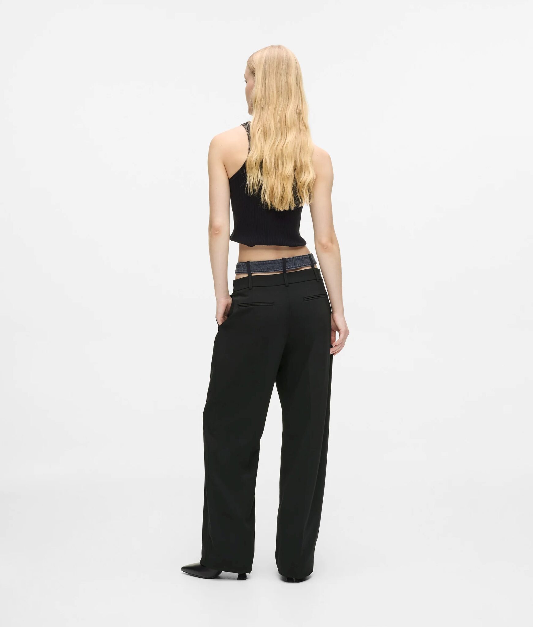 KLJ MIXED MATERIAL PANT B1W10085 | BLACK KLJ MIXED MATERIAL PANT B1W10085 | BLACK