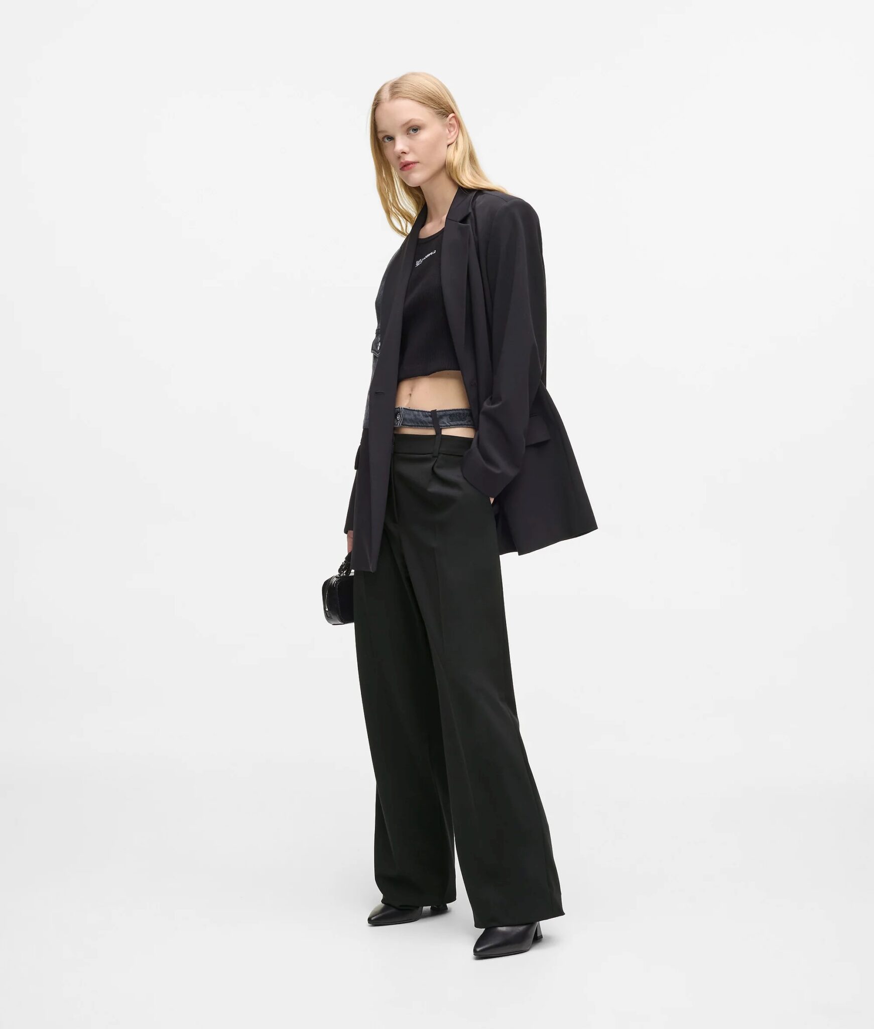 KLJ MIXED MATERIAL PANT B1W10085 | BLACK KLJ MIXED MATERIAL PANT B1W10085 | BLACK