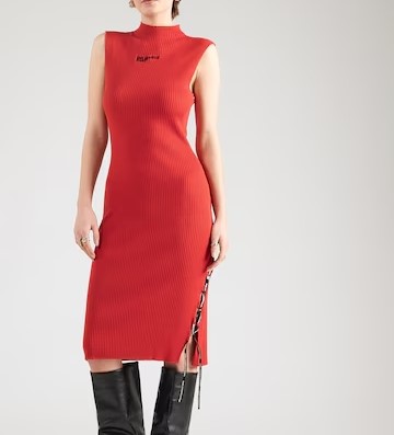 KLJ KNITTED LACE TIE DRESS B1W13041 | RED