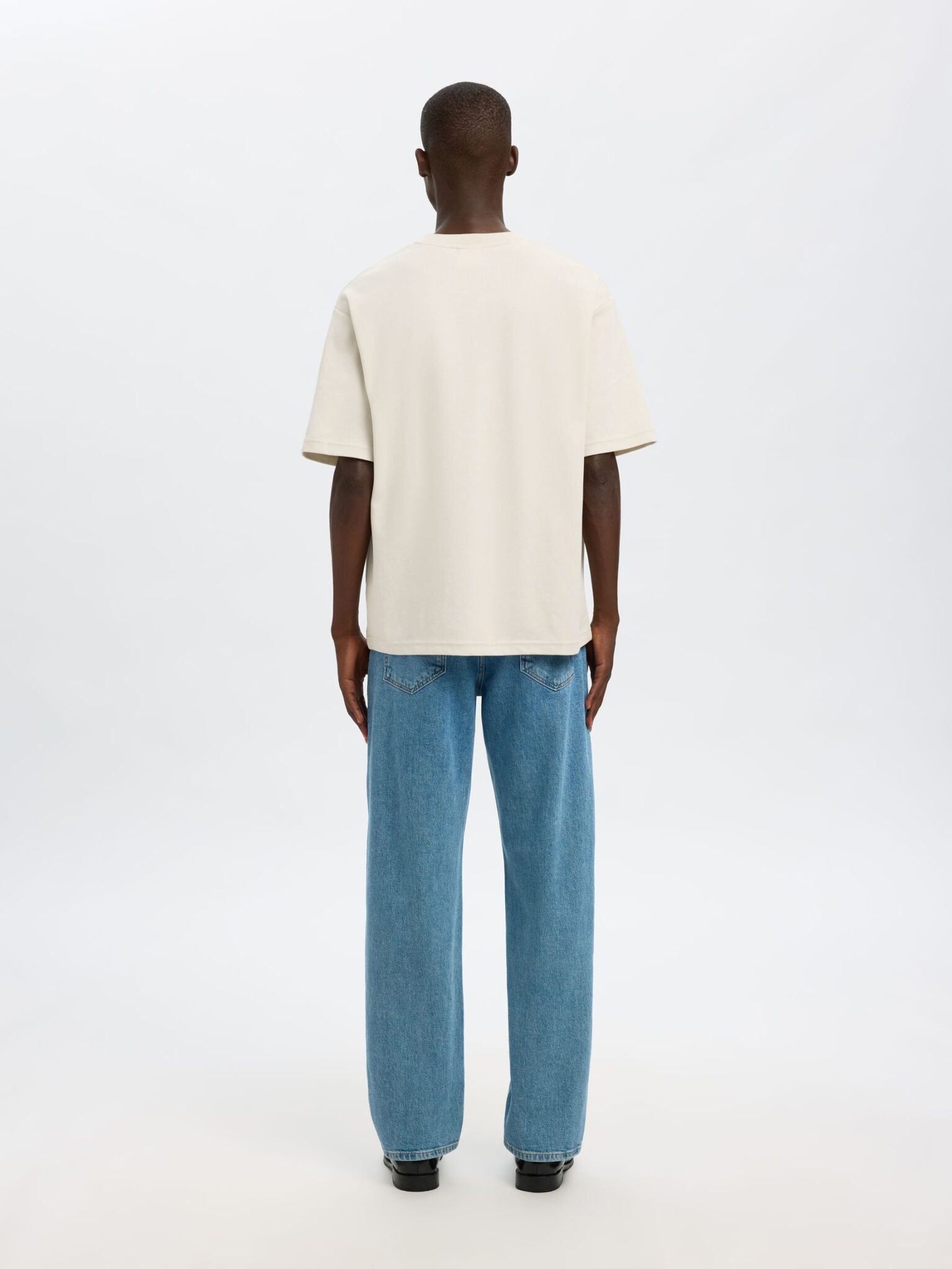 SELECTED SLMLOOSEOSCAR SS O-NECK TEE NOOS | BEIGE