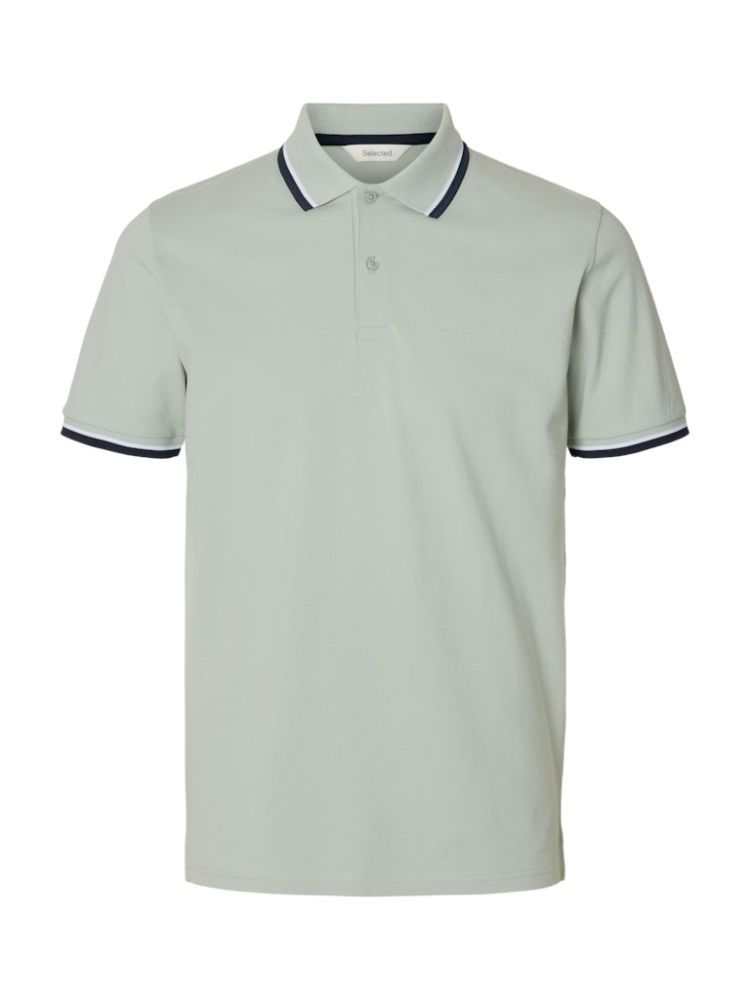 SELECTED SLHMATTIS SS LINEN BLEND STRUC POLO NOOS | MINT GREEN