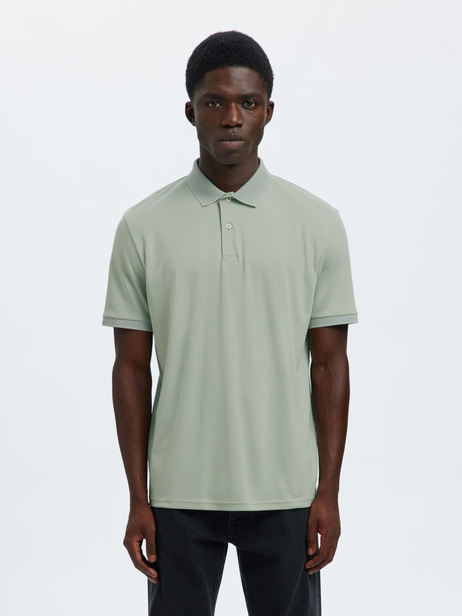 SELECTED SLHMATTIS SS LINEN BLEND STRUC POLO NOOS | MINT GREEN