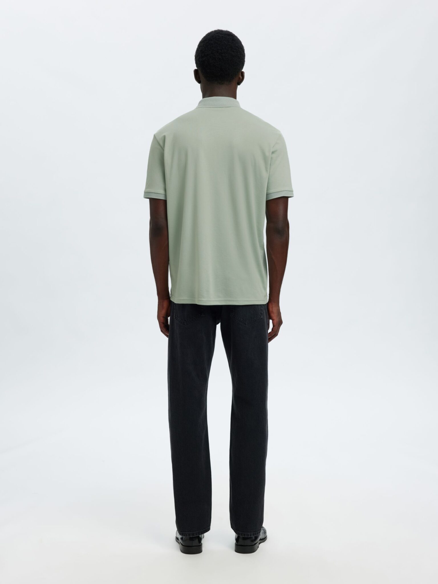 SELECTED SLHMATTIS SS LINEN BLEND STRUC POLO NOOS | MINT GREEN