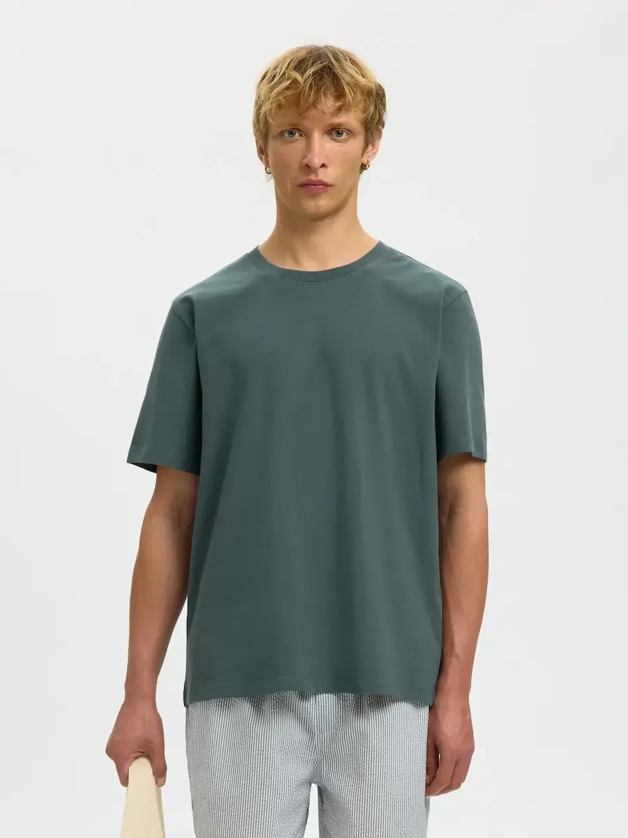 SELECTED SLHMATTIS SS LINEN BLEND STRUC POLO NOOS | MINT GREEN